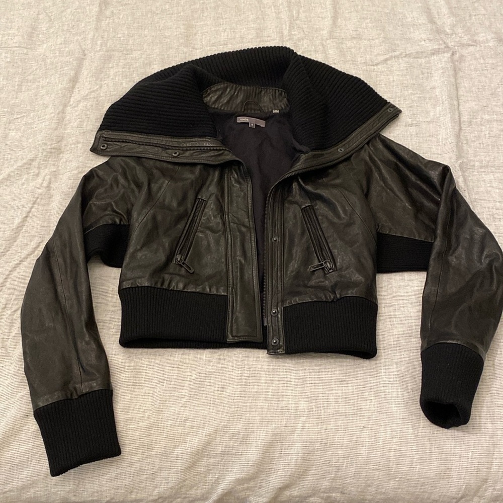 Vince women’s size small 100% leather cowl neck jacket
